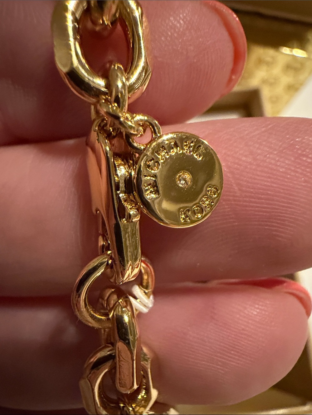 Michael Kors Gold Chain Link Bracelet with MK Logo - Picture 3 of 7